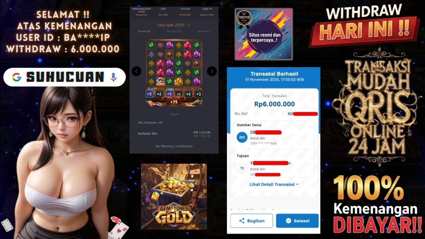 SUHUCUAN JACKPOT SLOT GEMSTONES GOLD